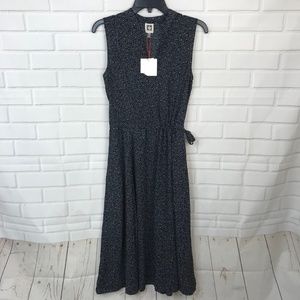 Anne Klein Womens Maxi Dress Sleeveless Black blue print XS.